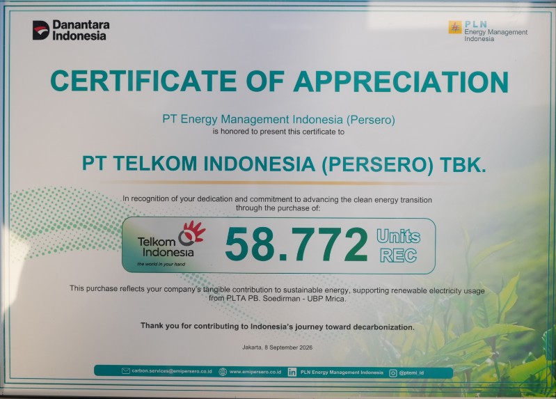 The Telkom Hub Capai Net Zero Emisi, 66 Lokasi PoP Telkom Menggunakan 21% Energi Terbarukan